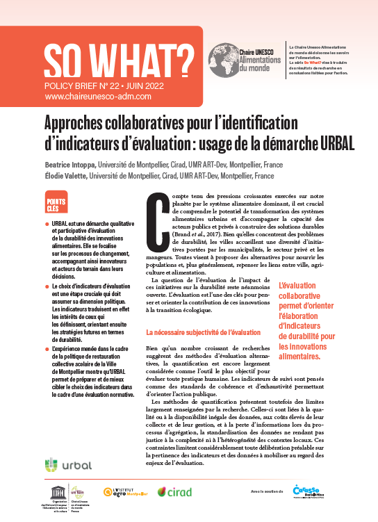 couverture Approches collaboratives pour l’identification d’indicateurs d’évaluation&nbsp;: usage de la démarche URBAL
