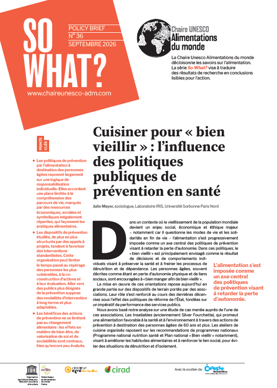 couverture Cuisiner pour « bien vieillir » : l’influence des politiques publiques de prévention en santé